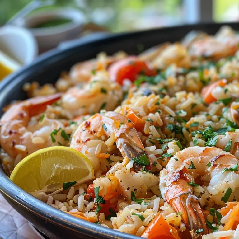 Delicious Arroz de marisco filled with shrimp, mussels, and spices, served in a bowl.