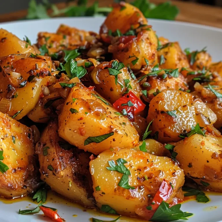 Batata recheada com frango e muçarela, vista lateral, mostrando a camada suculenta de frango e queijo.