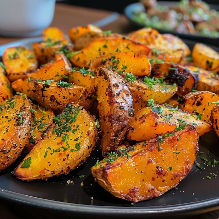 Close-up of crispy batata rústica in an air fryer basket.