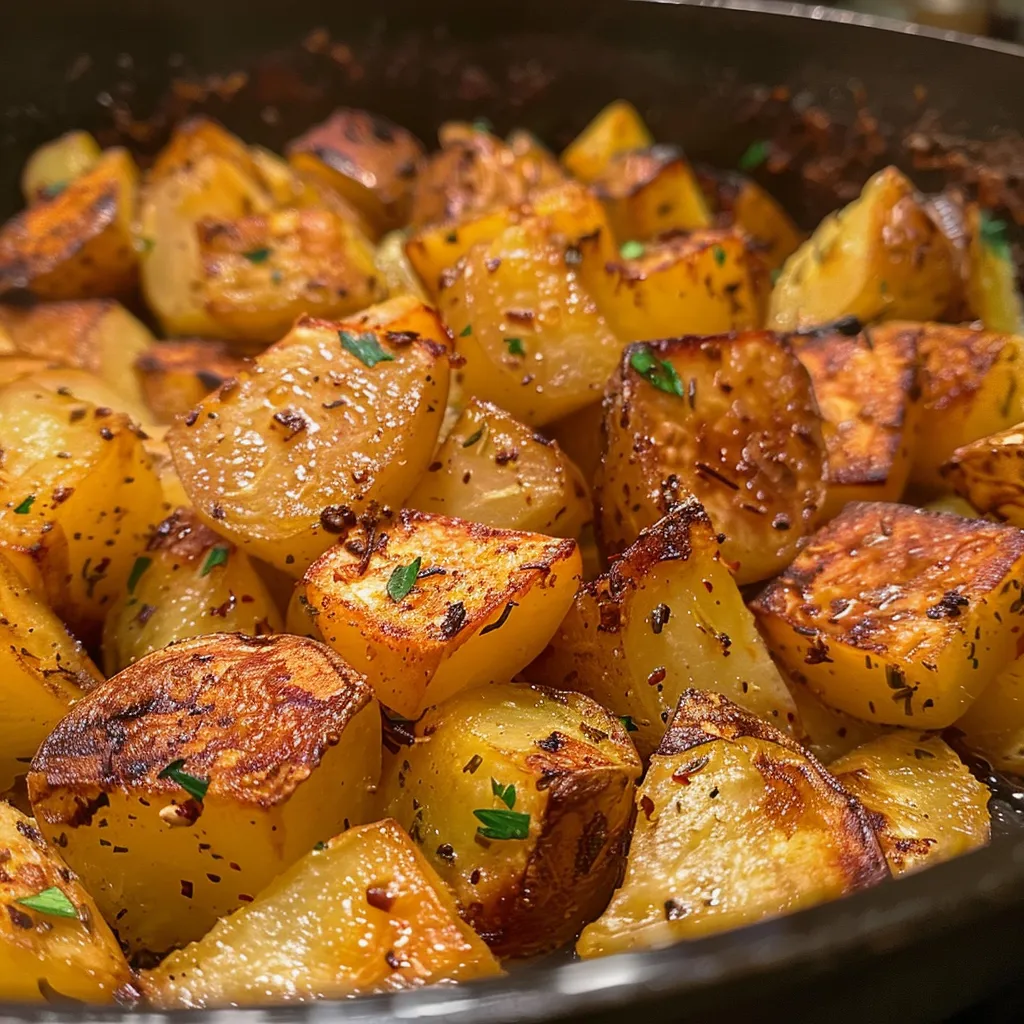 Side view of juicy Batatas a Murro sprinkled with coarse sea salt.