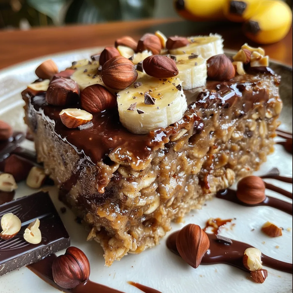 Vista lateral de um bolo de banana, revelando textura úmida e ingredientes visíveis.