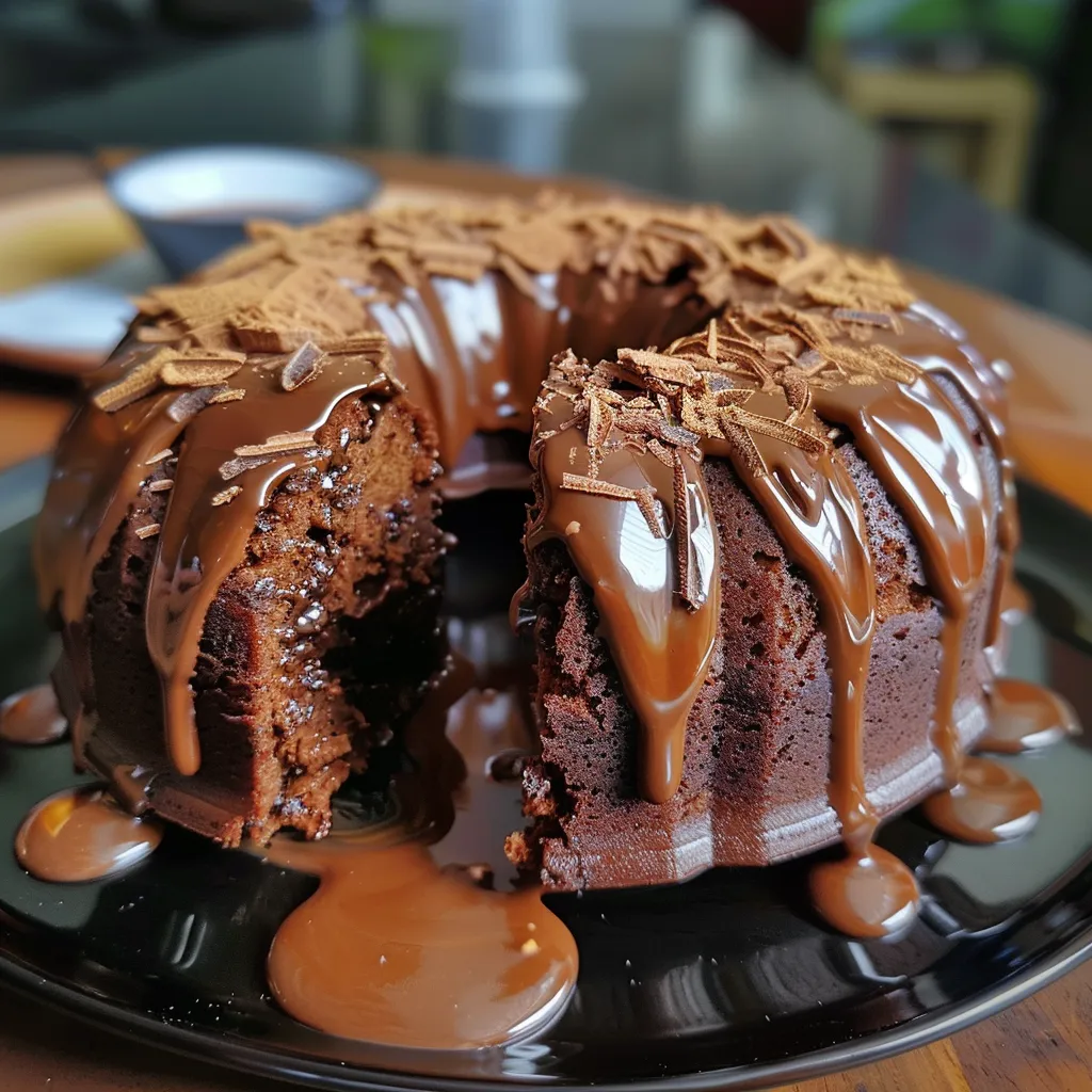 Detailed view of a homemade chocolate cake, highlighting its spongy layers.