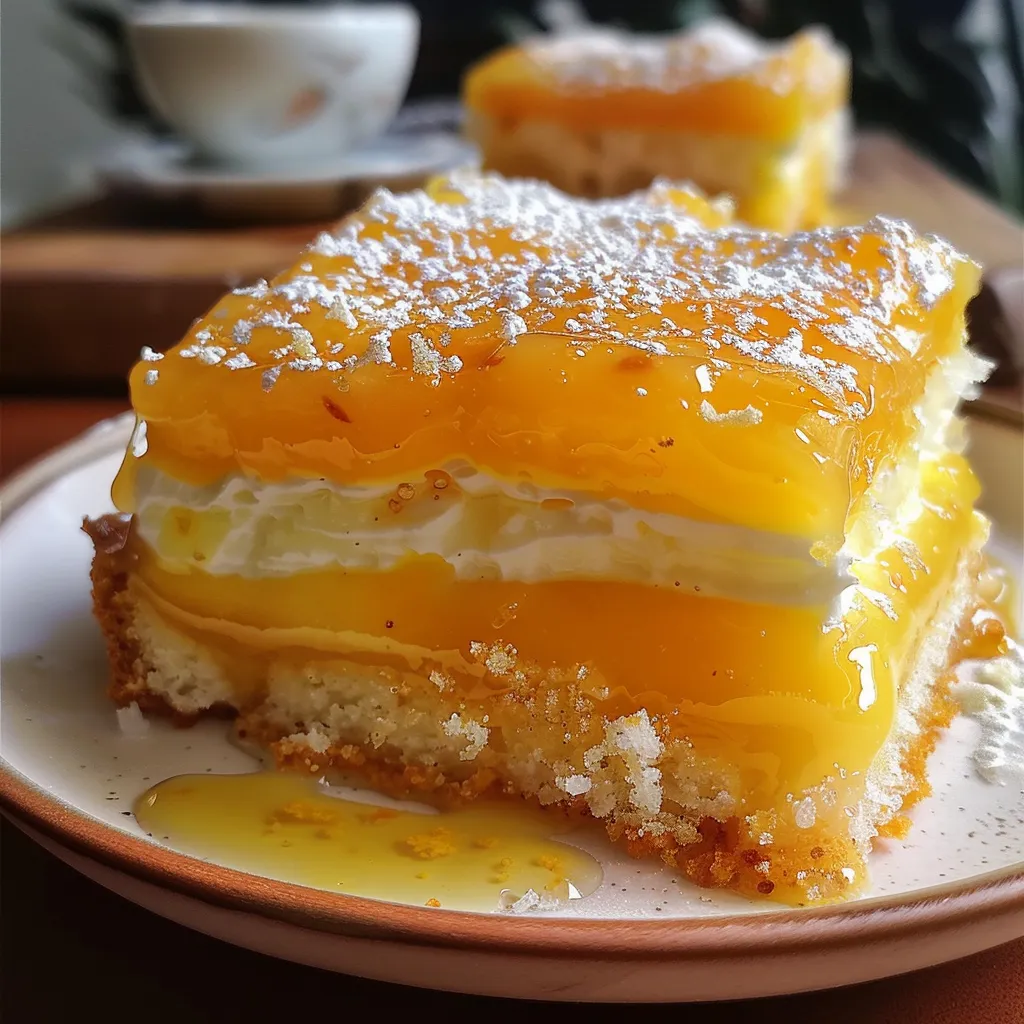 Vista lateral do Bolo de Maracujá, destacando o contraste entre a massa e o doce de leite.