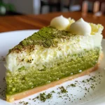 Detalhe de bolo de milho cremoso em um ambiente caseiro, com pedaços de coco visíveis.