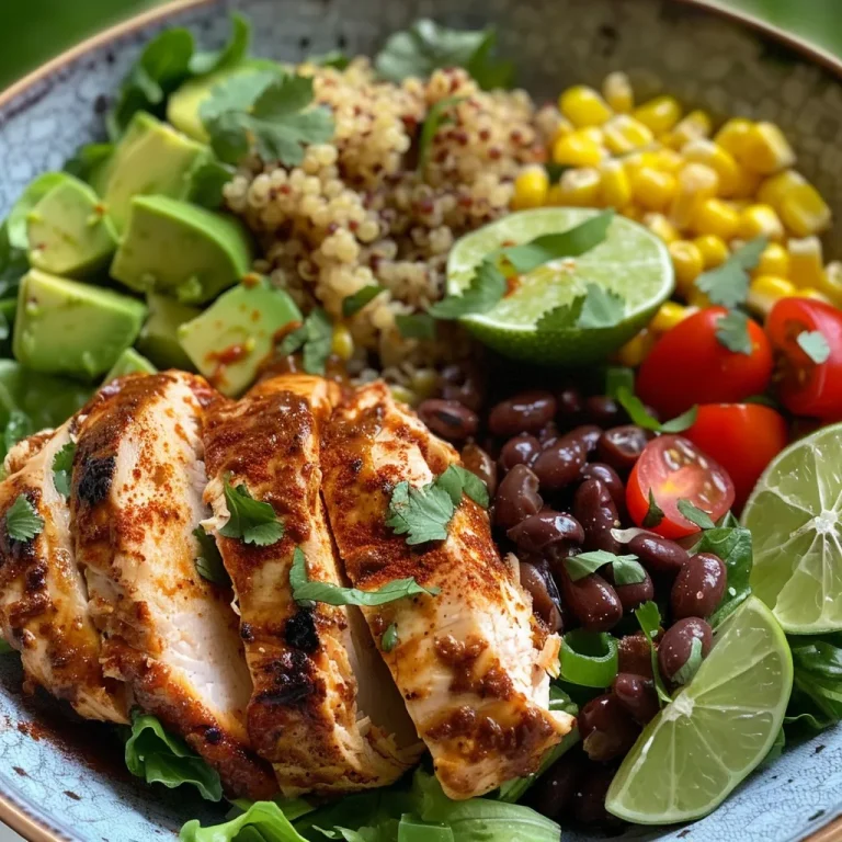 Del cias Nutritivas: Bowls de Frango com Quinoa para Agradar a Todos Uma tigela de quinoa com pedaços de frango suculentos e vegetais frescos.