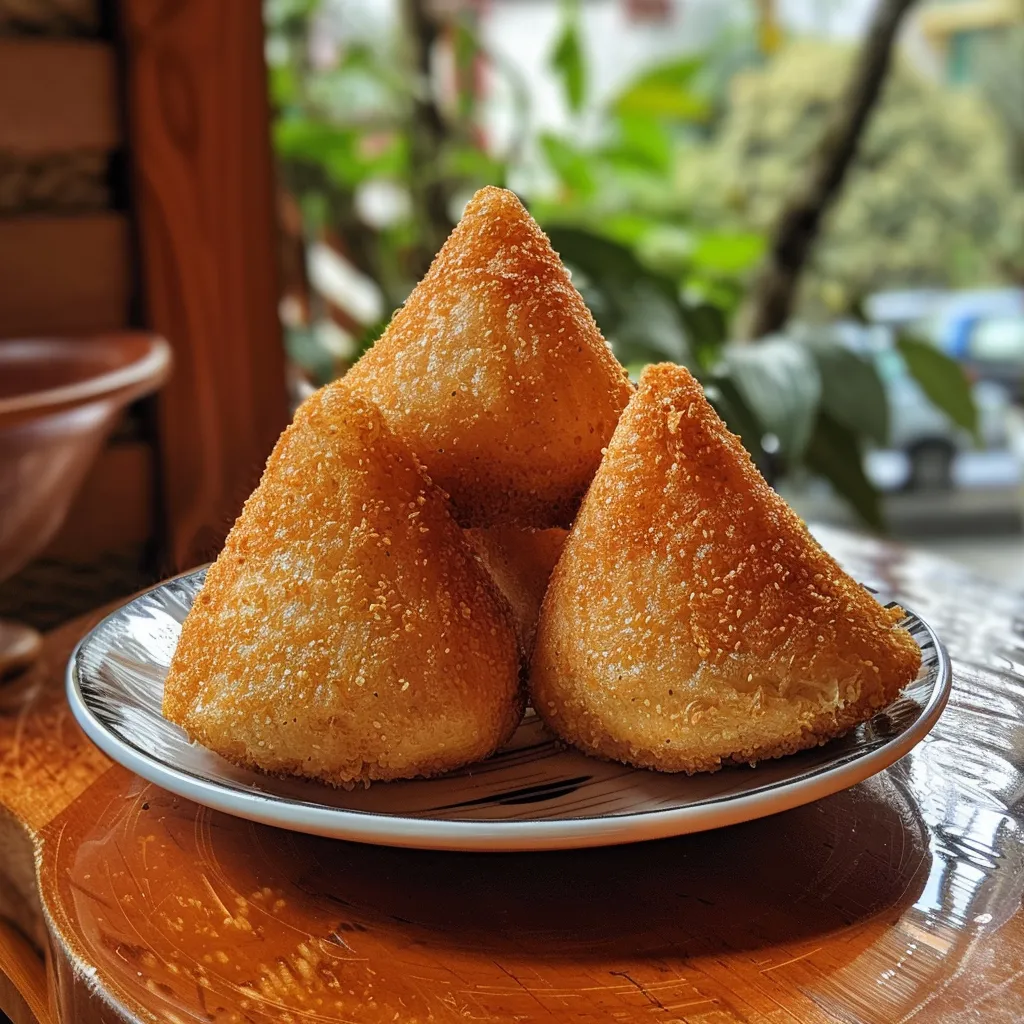 Close-up of a freshly baked Coxinha Integral Assada on a plate, highlighting its golden exterior.