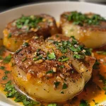 Close-up of a serving of Escondidinho de carne moída with a golden crust.