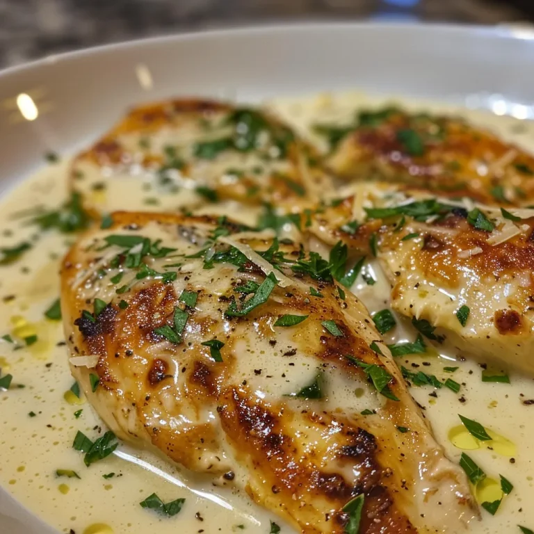 Frango Cremoso com Alho: Um Toque de Sabor na Sua Cozinha Frango cremoso com alho em uma frigideira, com molho branco brilhante.