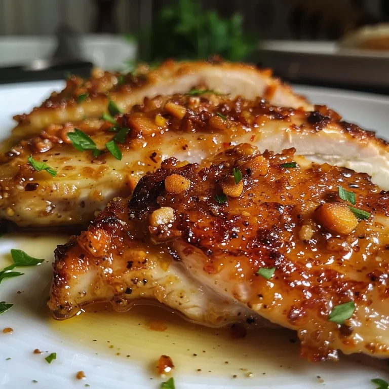 Close-up of a crispy baked chicken fillet with a golden crust.