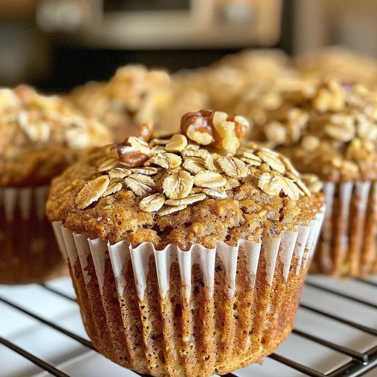 Muffins de Banana com Aveia: Del cias R pidas e Nutritivas para o Seu Dia a Dia Muffins de banana e aveia, com textura suave, dispostos em uma bancada de madeira.