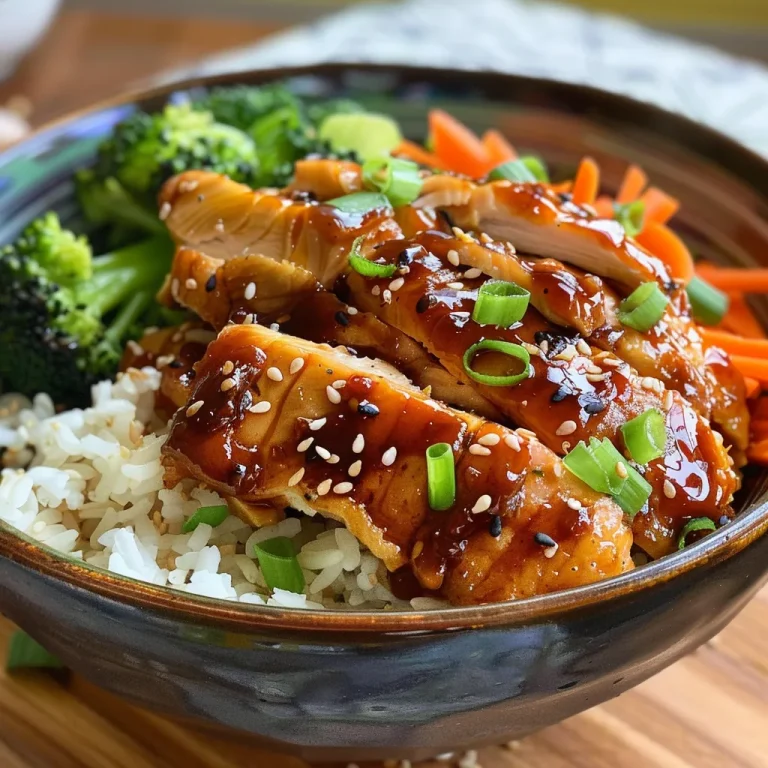 Bowl de Frango Teriyaki: Uma Explos o de Sabores e Facilidade Prato de arroz com frango teriyaki, brócolis, cenoura e ervas.