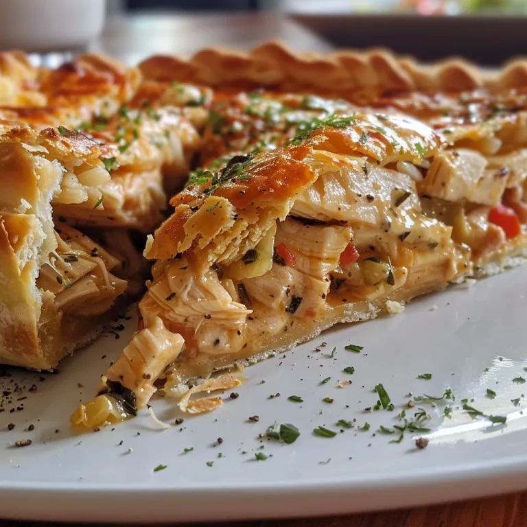 Torta de Frango com Requeijão em close, destacando a camada suculenta de frango e queijo.