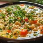 Close-up of a colorful dish of Arroz de ovo com legumes with vibrant vegetables.