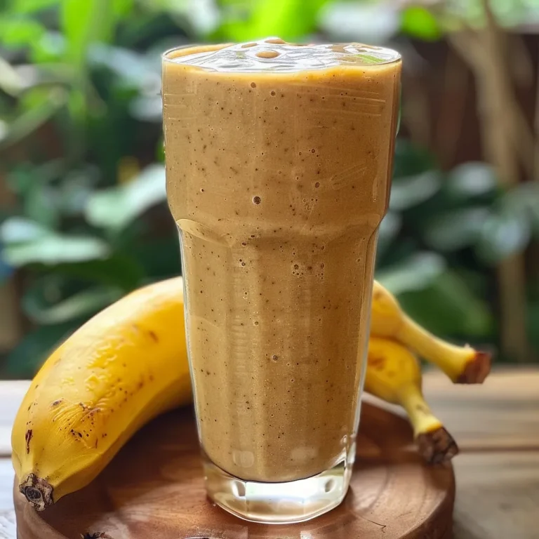 Close-up of a vibrant smoothie made with papaya and banana, served in a clear glass.