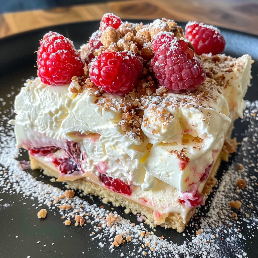 Side view of a creamy dessert layered with strawberries and coconut mascarpone.