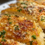 Close-up of juicy Peito de Frango com Crosta de Parmesão, showcasing the golden crust and tender meat.