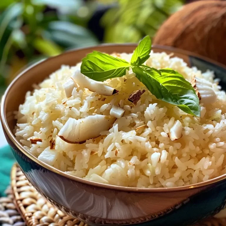 ['Prato de arroz de coco com textura cremosa e ingredientes visíveis.', 'Close de uma porção de arroz de coco, mostrando o coco ralado por cima.', 'Arroz de coco em uma tigela, com leite de coco e cebola em destaque.', 'Vista lateral de um prato de arroz de coco, com arroz soltinho e aromático.']