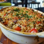 ['Prato de Arroz de Forno com Legumes coloridos e especiarias.', 'Close-up de Arroz de Forno com uma mistura vibrante de legumes.', 'Vista lateral do Arroz de Forno com textura suculenta e ingredientes frescos.', 'Arroz de Forno com legumes variados em uma apresentação apetitosa.']