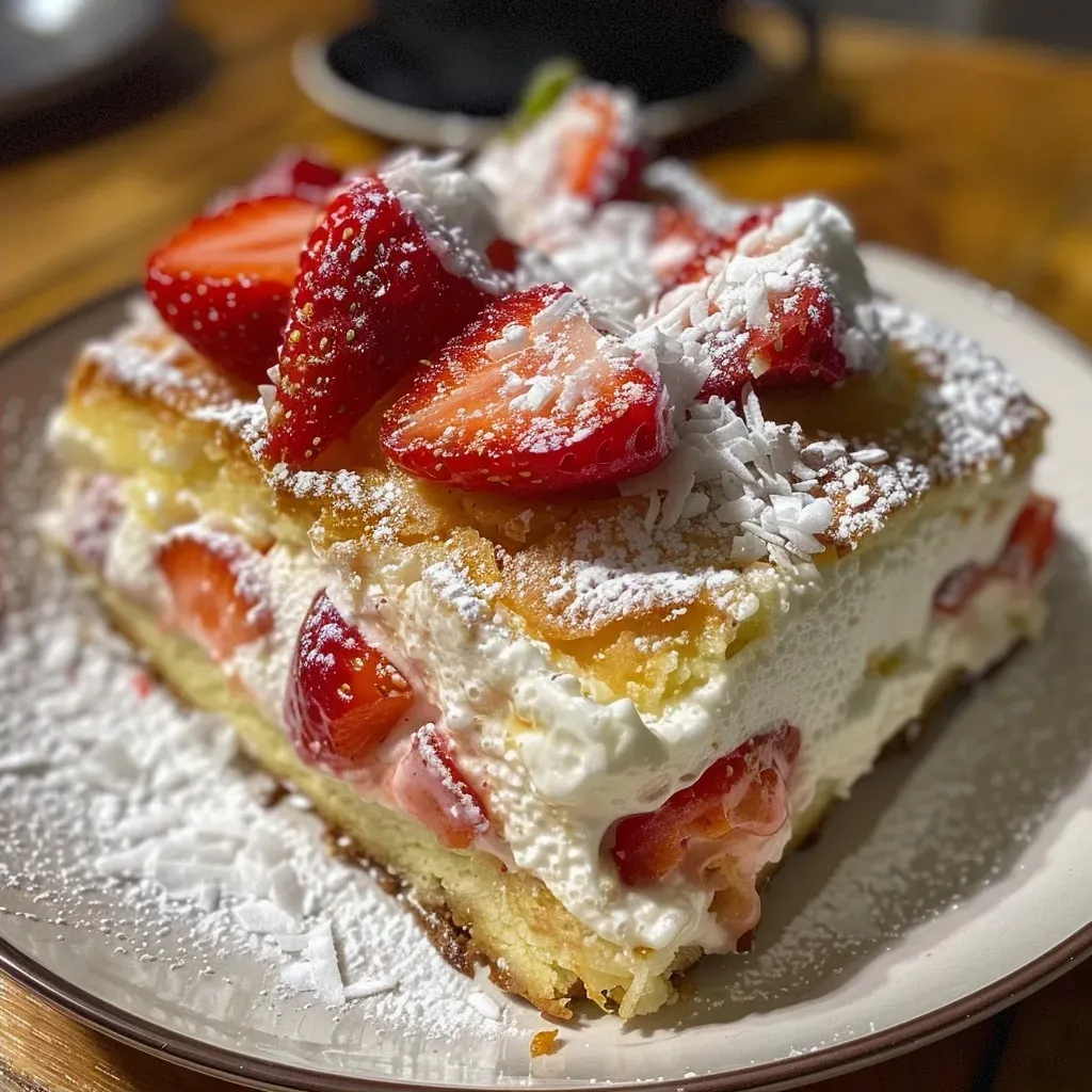 ['Bolo de proteína sem farinha com morangos frescos.', 'Close-up de um bolo de proteína sem farinha decorado com morangos.', 'Lado de um bolo de proteína sem farinha, coberto com morangos suculentos.', 'Bolo de proteína sem farinha em destaque, com morangos na superfície.']