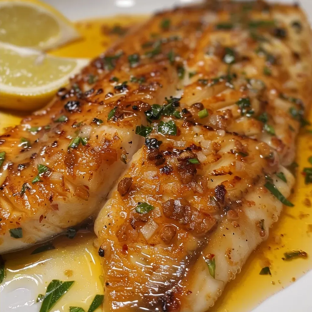['Peixe assado com crosta de amêndoas e ervas frescas.', 'Close-up de peixe assado coberto com amêndoas trituradas.', 'Filé de peixe assado com crosta crocante de amêndoas.', 'Prato de peixe assado decorado com ervas aromáticas.']