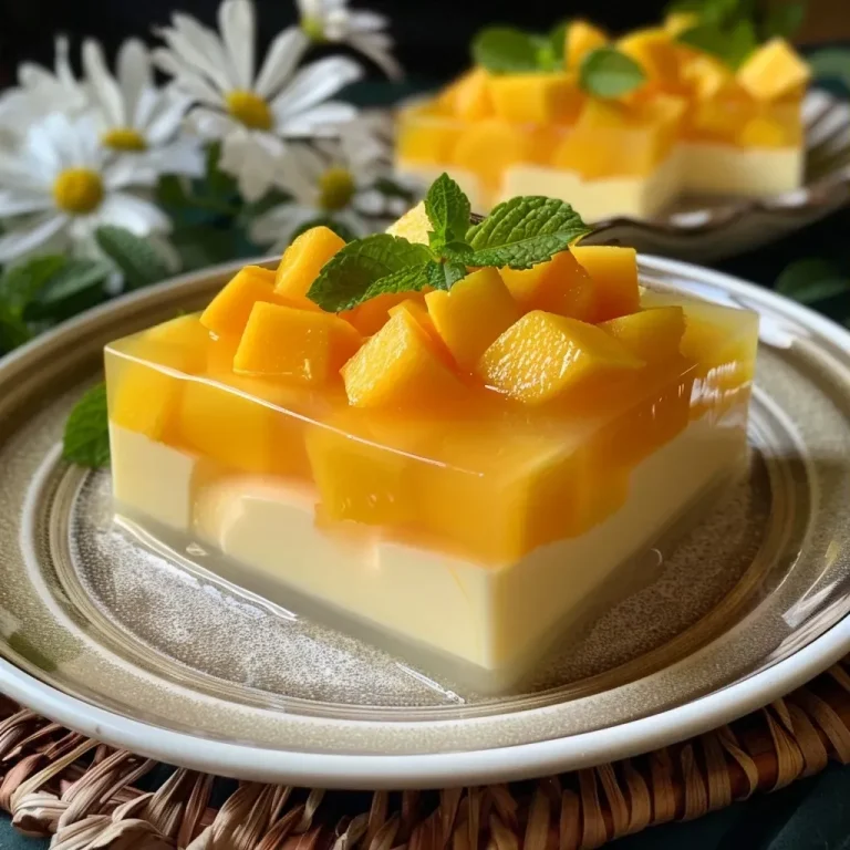['Pudim de coco e manga com textura cremosa.', 'Close-up de sobremesa com pedaços de manga e coco.', 'Pudim tropical de coco e manga em uma taça.', 'Delicioso pudim de coco e manga servido em prato.']