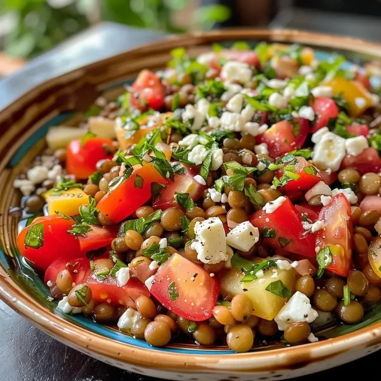 ['Salada de lentilhas mediterrânea com legumes frescos.', 'Close-up de salada de lentilhas com tomate e pepino.', 'Prato de salada de lentilhas com feta e ervas.', 'Salada colorida de lentilhas com ingredientes variados.']