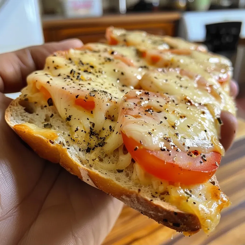 ['Sanduíche de peru, queijo e tomate em close-up.', 'Sanduíche suculento com camadas de peru e queijo.', 'Sanduíche de pão recheado com tomates frescos e alface.', 'Vista lateral de um sanduíche de peru com queijo.']