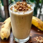['Smoothie de manga e abacaxi em copo com pedaços de frutas.', 'Close-up de um smoothie cremoso de manga e ananás.', 'Copo de smoothie de manga com ananás, decorado com flocos de coco.', 'Bebida refrescante de manga e ananás com granola no topo.']