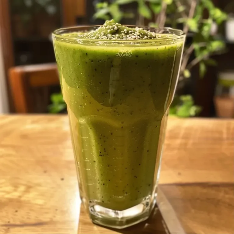 ['Smoothie verde em um copo, com couve, maçã e gengibre.', 'Close de um smoothie saudável verde com ingredientes frescos.', 'Bebida verde em copo, mostrando textura cremosa e ingredientes.', 'Smoothie de couve, maçã e gengibre em uma mesa.']