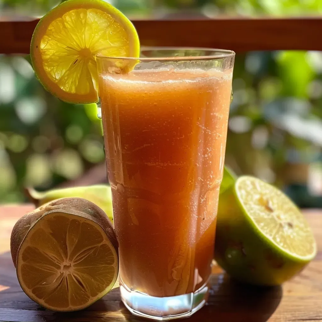 ['Suco de goiaba refrescante em copo transparente com gelo.', 'Close de um copo de suco de goiaba natural ao lado de goiabas frescas.', 'Copo com suco de goiaba gelado, com uma fatia de limão decorativa.', 'Imagem de um suco de goiaba servido com gelo em um ambiente iluminado.']