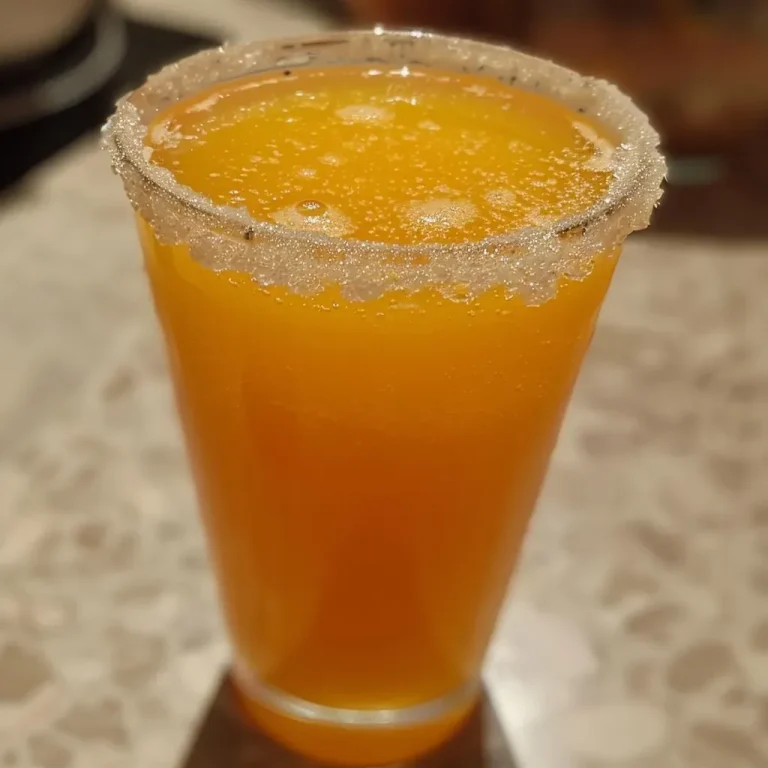 ['Copo com suco de tangerina fresco e gelo.', 'Suco de tangerina servido em copo com gelo.', 'Close de um copo de suco de tangerina refrescante.', 'Bebida de suco de tangerina com cubos de gelo.']