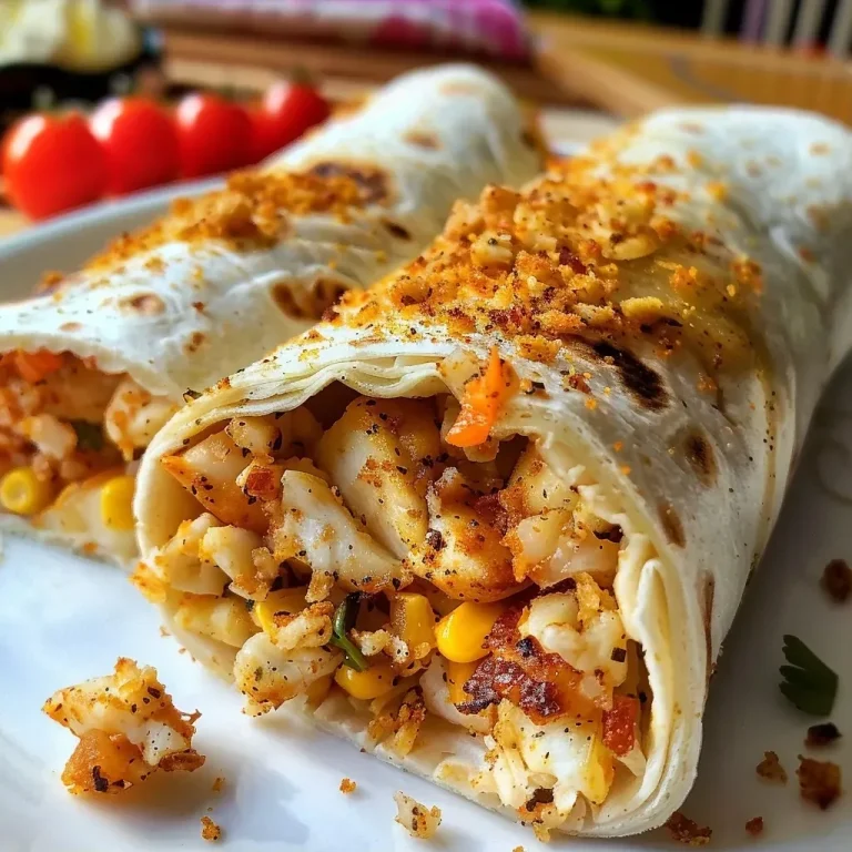 ['Wrap de frango crocante com molho de alho.', 'Close-up de um wrap de frango crocante recheado.', 'Tortilla recheada com tiras de frango empanadas e vegetais.', 'Frango crocante envolto em uma tortilla com molho.']