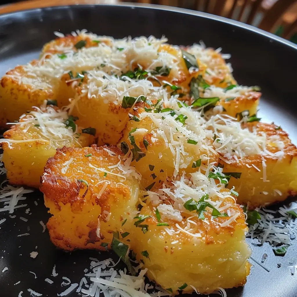 ['Fatias de abobrinha assada com queijo parmesão derretido.', 'Abobrinha assada crocante e dourada com cobertura de parmesão.', 'Close de abobrinhas assadas com parmesão em um prato.', 'Porção de abobrinha assada ao forno com queijo parmesão.']