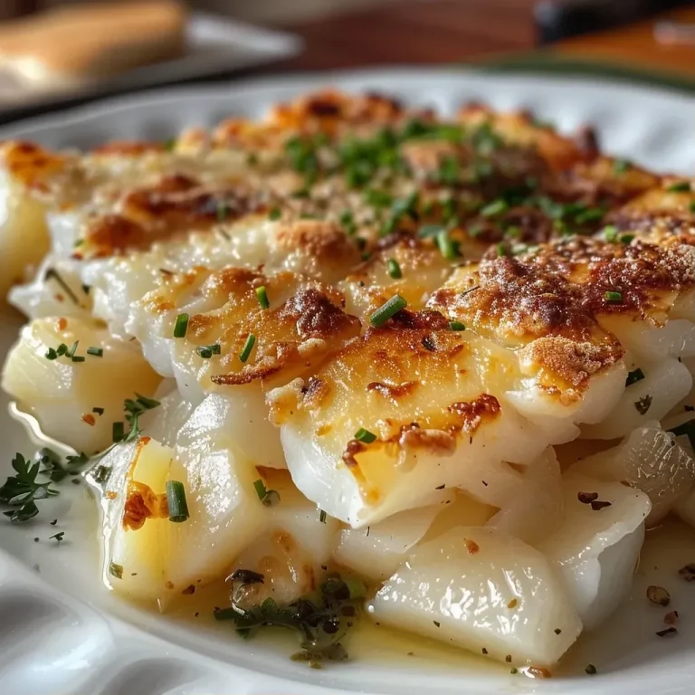 ['Close-up de bacalhau gratinado com legumes.', 'Prato saudável de bacalhau com vegetais gratinados.', 'Bacalhau com batatas e legumes cobertos de queijo.', 'Visualização detalhada de bacalhau gratinado e seus ingredientes.']