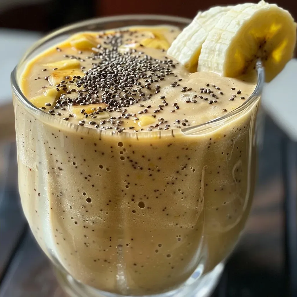 ['Batido de maçã e canela em copo, com pedaços de maçã visíveis.', 'Close de um batido espesso de maçã e canela, servido em um copo transparente.', 'Copo de batido de maçã e canela com um toque de canela por cima.', 'Bebida cremosa de maçã e banana com canela, apresentada ao lado de frutas.']