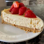 ['Cheesecake de morango em destaque com cobertura de morangos frescos.', 'Fatia de cheesecake de morango com base crocante vista lateral.', 'Close-up de cheesecake de morango decorado, mostrando sua cremosidade.', 'Cheesecake de morango com morangos frescos, pronta para servir.']