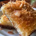 ['Doce de abóbora com coco em um prato.', 'Close de doce de abóbora com cobertura de coco.', 'Delicioso doce de abóbora com coco em fatias.', 'Porção de doce de abóbora com coco decorado com cravos.']