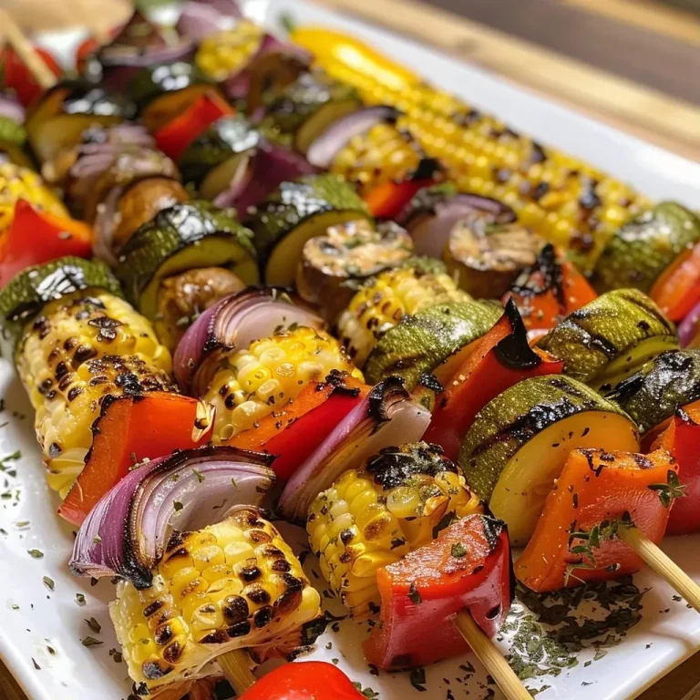 ['Kabobs vegetarianos assados com legumes coloridos.', 'Close de kabobs de legumes no forno com brilho apetitoso.', 'Espetinhos de vegetais grelhados, prontos para servir.', 'Assado de legumes variados em espetinhos.']