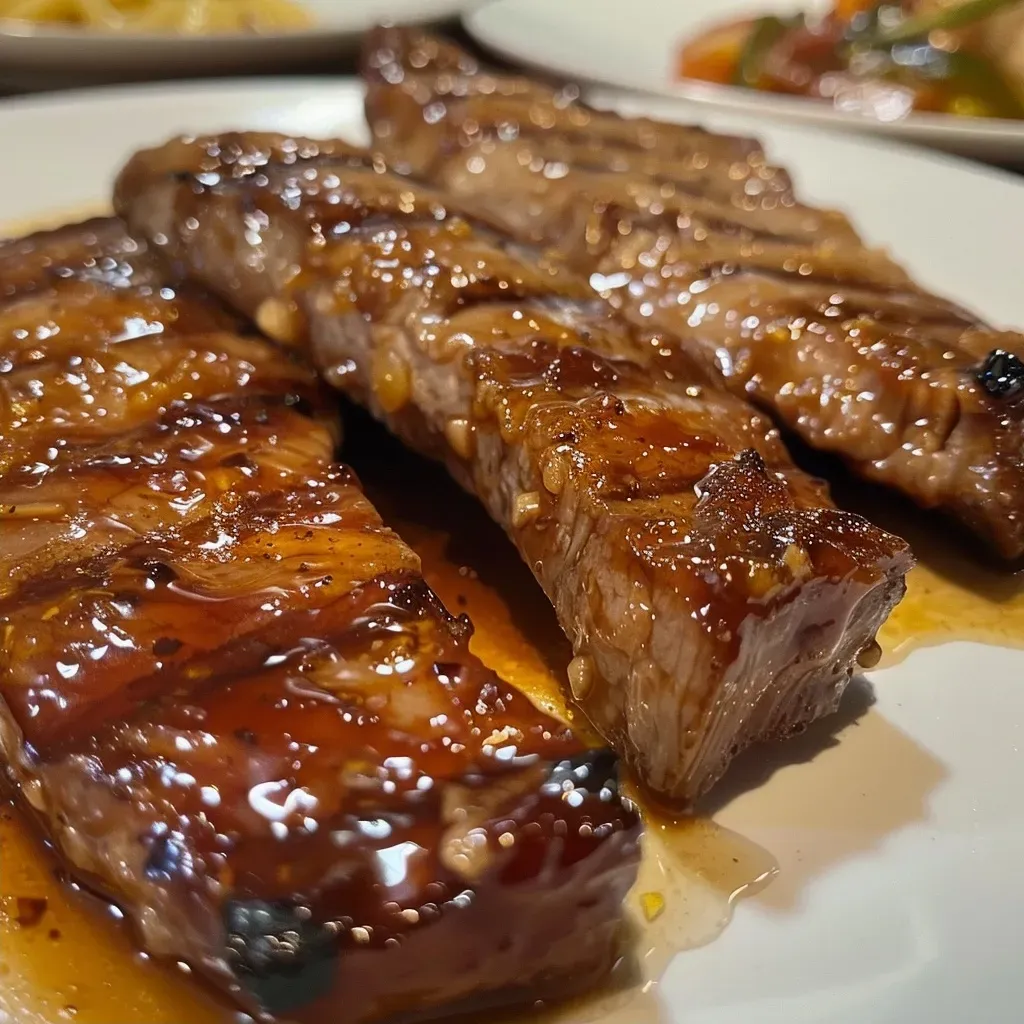['Molho barbecue caseiro em um pote de vidro.', 'Molho barbecue com textura viscosa e rica em cor.', 'Pote de molho barbecue caseiro em uma mesa de madeira.', 'Close-up de molho barbecue em um recipiente.']