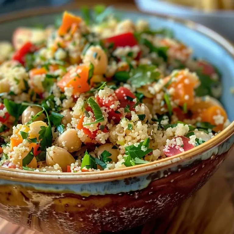['Salada de couscous marroquina com grão-de-bico e cenoura.', 'Close-up de uma salada colorida de couscous com ingredientes frescos.', 'Mistura de couscous, cenoura ralada e grão-de-bico em uma tigela.', 'Salada de couscous marroquino com ervas e especiarias.']
