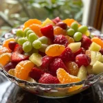 ['Close-up de frutas cristalizadas no espeto, com brilho doce.', 'Frutas macias e brilhantes cobertas com calda de açúcar.', 'Vista lateral de Tanghulu, espetos com frutas coloridas e caramelizadas.', 'Frutas frescas envoltas em uma camada de açúcar, apresentadas em espetos.']