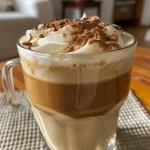 ['Cappuccino caseiro cremoso servido em uma xícara.', 'Close-up de um cappuccino caseiro com espuma rica.', 'Xícara de cappuccino caseiro cremosa com detalhes de chocolate.', 'Bebida de cappuccino caseiro com canela por cima.']