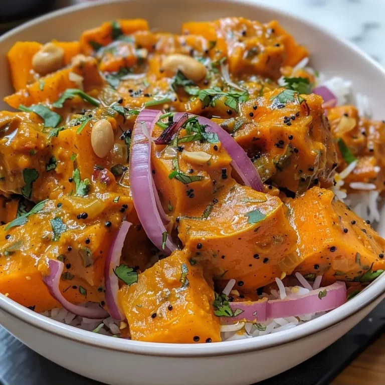 ['Curry de abóbora tailandês cremoso em um prato.', 'Prato de curry de abóbora com leite de coco, decorado com pimenta.', 'Close-up de curry de abóbora thai com ingredientes frescos.', 'Curry de abóbora com leite de coco em uma tigela rústica.']