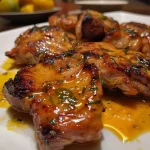 ['Frango ao molho em um prato, com molho suculento e pedaços de vegetais.', 'Close de frango ao molho, apresentando um prato apetitoso com coxas e sobrecoxas.', 'Prato de frango ao molho com ervas frescas e vegetais picados.', 'Frango ao molho servido em um prato, mostrando a textura do molho e ingredientes.']
