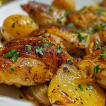 ['Frango em pedaços coberto com creme de abóbora e cogumelos.', 'Peito de frango no molho cremoso de abóbora com cogumelos frescos.', 'Prato de frango com creme de abóbora e cogumelos em close.', 'Frango suculento envolto em purê de abóbora e cogumelos.']