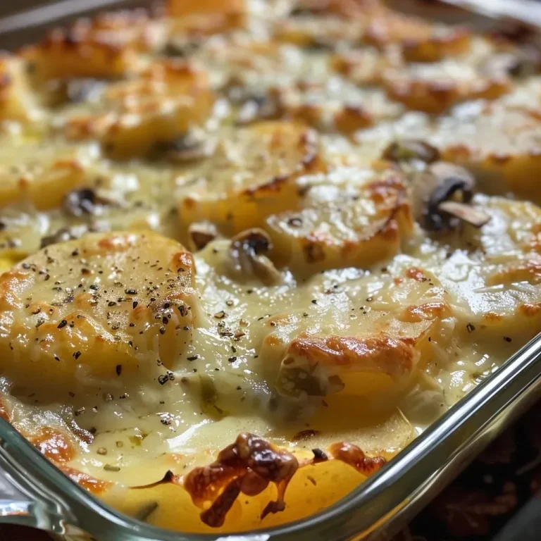 ['Gratin de batata e cogumelos com cobertura de queijo dourado.', 'Prato de Gratin de Batata e Cogumelos com Gorgonzola.', 'Close-up de Gratin de Batata com cogumelos e queijo Gorgonzola.', 'Gratin cremoso de batata e cogumelos frescos.']