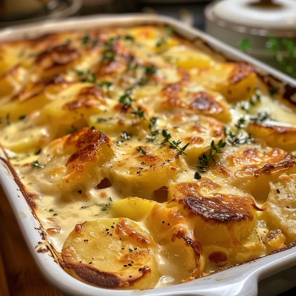 ['Gratin de batata e cogumelos com cobertura de queijo dourado.', 'Prato de Gratin de Batata e Cogumelos com Gorgonzola.', 'Close-up de Gratin de Batata com cogumelos e queijo Gorgonzola.', 'Gratin cremoso de batata e cogumelos frescos.']