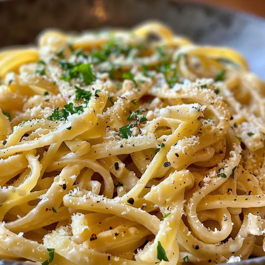 Prato de linguine com manteiga de sálvia, decorado com folhas de sálvia.