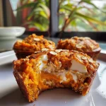 ['Fatia de pão de abóbora temperado com sementes de abóbora.', 'Pão de abóbora com textura macia e sabor rico.', 'Close-up de pão de abóbora mostrando sua umidade e recheio.', 'Pão de abóbora temperado servido em um prato.']