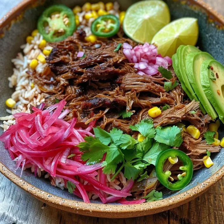 ['Bowl de Barbacoa com arroz, abacate e milho.', 'Close de Bowl de carne de vaca com ingredientes frescos.', 'Prato colorido de Bowl de Barbacoa com guarnições.', 'Bowl delicioso de Barbacoa com abacate e cebola roxa.']